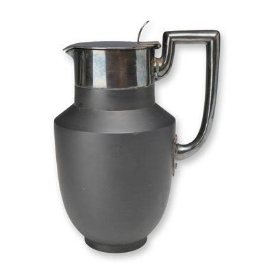 Sale Photo Thumbnail #133: Wedgwood Black Basalt and Metal Mounted Thermal Pitcher