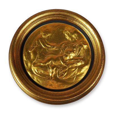 Sale Photo Thumbnail #117: Wedgwood by Arnold Machin After Michelangelo Gilded Ceramic Relief, Madonna and Child