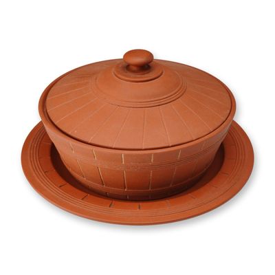 Sale Photo Thumbnail #338: 2pc Wedgwood Rosso Antico Lidded Barrel Butter Dish and Underplate