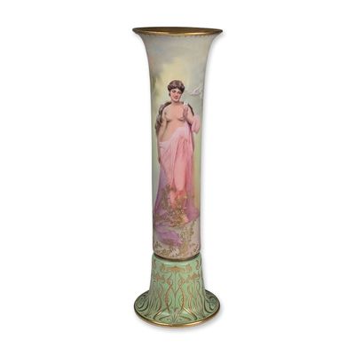 Sale Photo Thumbnail #371: Royal Doulton Burslem by Sidney Tushingham Art Nouveau Porcelain Vase, Love's Messenger