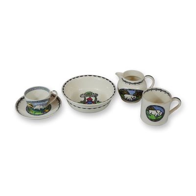 Sale Photo Thumbnail #199: A 6 Piece Wedgwood Daisy Makeig-Jones Earthenware Nursery Ware Set