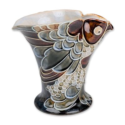 Doulton Lambeth by Mark Marshall Stoneware Art Nouveau Bird Motif Vase
