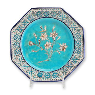 Sale Photo Thumbnail #303: Wedgwood Aesthetic Movement Enameled Majolica Octagonal Plate