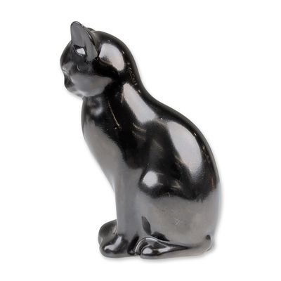 Sale Photo Thumbnail #225: Royal Doulton Black Experimental Glaze Porcelain Figurine, Cat Seated HN109