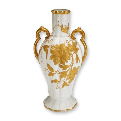 Sale Photo Thumbnail #317: Wedgwood Gilded Ivory Ware Double-Handled Vase, c. 1880