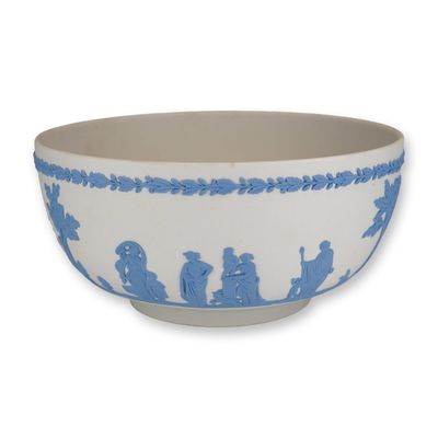 Sale Photo Thumbnail #344: Wedgwood Blue and White Jasperware Sacrifice Pattern Bowl