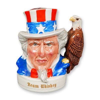 Royal Doulton with Jim Beam Bourbon Whiskey Small Container Jug, Uncle Sam - Sealed