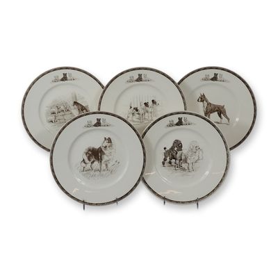 Sale Photo Thumbnail #123: 5pc Wedgwood Marguerite Kirmse Non-Sporting Terrier and Working Dog Plates
