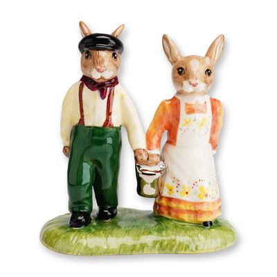Royal Doulton Bunnykins Prototype Colorway Porcelain Figurine, Jack and Jill DB222