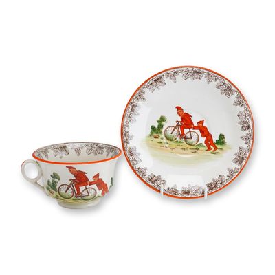 Sale Photo Thumbnail #124: Wedgwood Creamware Nursery Cup and Saucer Set Featuring The Brownies