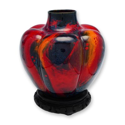 Sale Photo Thumbnail #378: Royal Doulton Sung Flambe Pumpkin Vase with Base