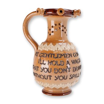 Sale Photo Thumbnail #399: Royal Doulton by Nellie Garbett Stoneware Puzzle Jug
