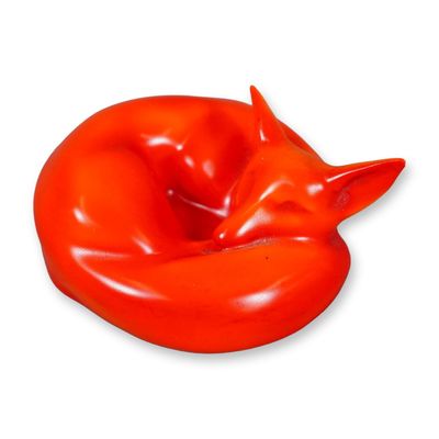 Sale Photo Thumbnail #240: Rare Royal Doulton Red Experimental Glaze Figurine, Fox Curled HN147D