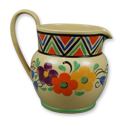 Sale Photo Thumbnail #108: Wedgwood Art Deco Millicent Taplin Sunlit Pattern Earthenware Pitcher