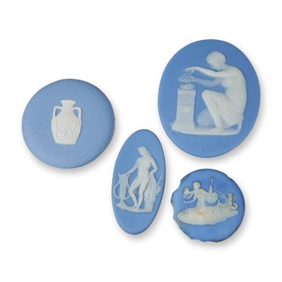 Sale Photo Thumbnail #147: 4pc Wedgwood Blue Jasperware Medallions and Cameos
