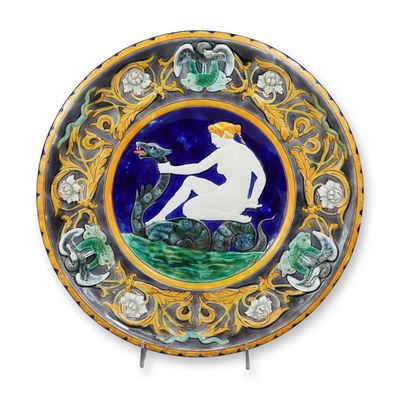 Sale Photo Thumbnail #105: Wedgwood Majolica Classical Scene Sea Monster Charger