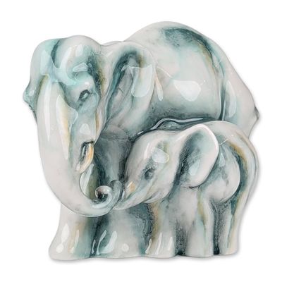Sale Photo Thumbnail #208: Royal Doulton Prototype Centenary Chinese Jade Elephant Family Figurine
