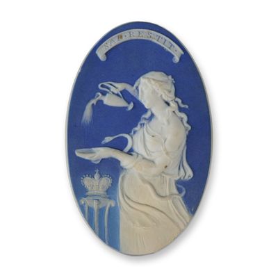 Sale Photo Thumbnail #342: Wedgwood Blue Jasperware Salus Restituta Commemorative Medallion