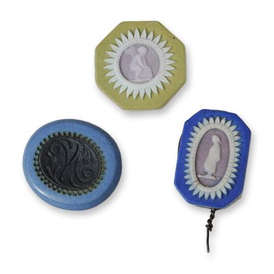 Sale Photo Thumbnail #333: 3pc Jasperware Tricolor Cameos and Buttons