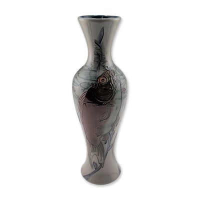 Sale Photo Thumbnail #355: Moorcroft Pottery by Kerry Goodwin Fish Trial Vase Tail Dance