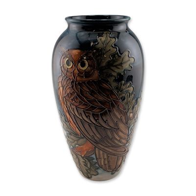Sale Photo Thumbnail #364: Moorcroft Pottery by Sally Tuffin Vase, Eagle Owl