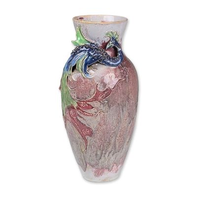 Royal Doulton by Mark V. Marshall Stoneware Peacock Relief Vase