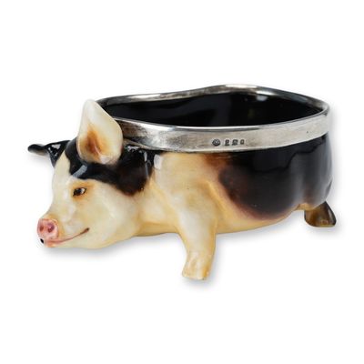 Sale Photo Thumbnail #236: Royal Doulton Porcelain and Sterling Silver Rim Pig Bowl, HN243