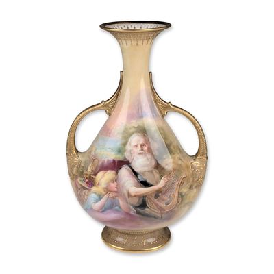 Sale Photo Thumbnail #175: Royal Doulton by George White Porcelain Twin-Handle Vase, The Legend