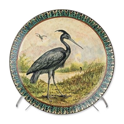 Sale Photo Thumbnail #374: Rare Doulton Lambeth Faience Stork Charger