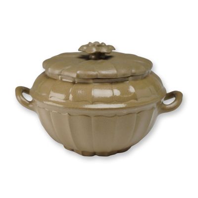 Sale Photo Thumbnail #335: Wedgwood Drabware Melon-Form Condiment Pot with Lid, Circa 1820