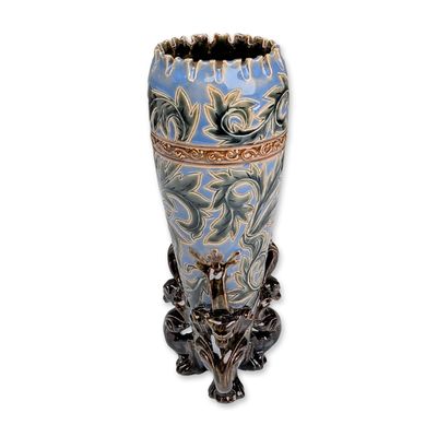 Sale Photo Thumbnail #392: Doulton Lambeth Mark V. Marshall Stoneware Tripod Vase