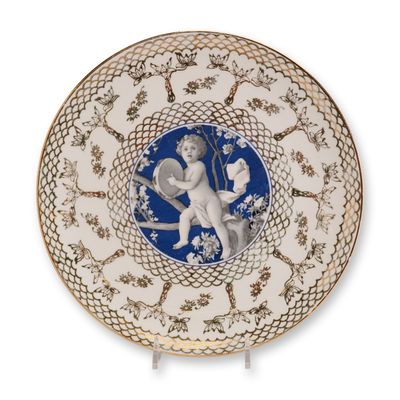 Sale Photo Thumbnail #304: Wedgwood Bone China Cabinet Plate with Cherub, ca. 1920