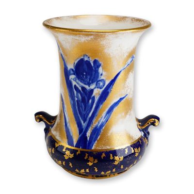 Sale Photo Thumbnail #372: Royal Doulton Porcelain Blue and Gilt Floral Vase