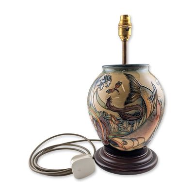 Sale Photo Thumbnail #166: Moorcroft Pottery by Philip Gibson Table Lamp, Trout