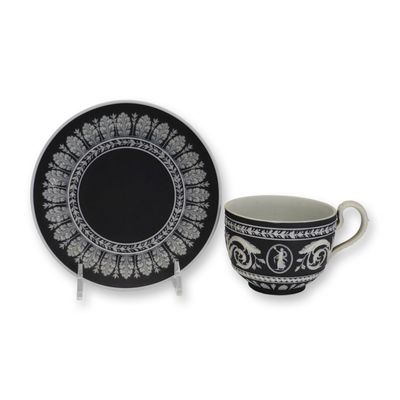 Sale Photo Thumbnail #136: 2pc Wedgwood Black and White Jasperware Cup and Saucer