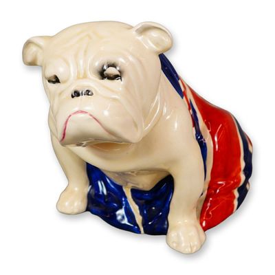 Sale Photo Thumbnail #290: Royal Doulton Porcelain Large Figurine, Bulldog Draped in Union Jack D5913