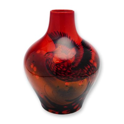 Sale Photo Thumbnail #377: Royal Doulton Sung Flambe by Fred Moore Peacock Vase