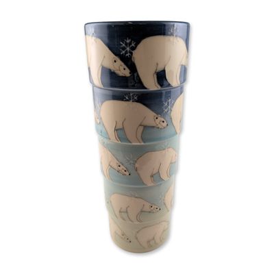 Sale Photo Thumbnail #369: Dennis Chinaworks by Sally Tuffin Polar Bear Stepped Vase