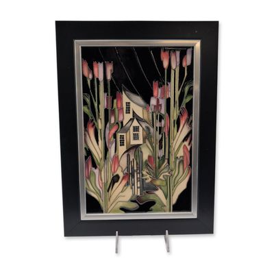 Sale Photo Thumbnail #168: Moorcroft Pottery by Kerry Goodwin Large Framed Ceramic Plaque, Town of Flowers