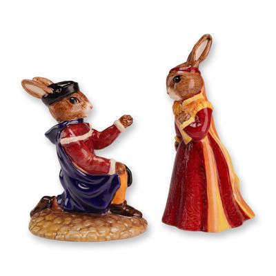 2pc Royal Doulton Bunnykins Prototype Colorway Figurines, Romeo & Juliet