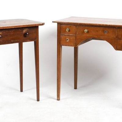 Sale Photo Thumbnail #344: A Softwood Dressing Table and Single-Drawer Stand, Late 19th Century