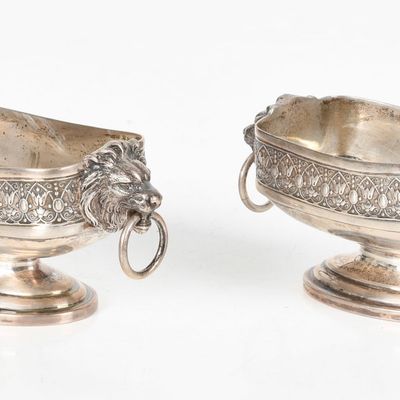 Sale Photo Thumbnail #438: A Pair of English Sterling Silver Nut Dishes, 20th Century