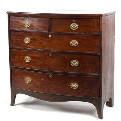 Sale Photo Thumbnail #326: A George III Mahogany Bowfront Chest of Drawers, Early 19th Century