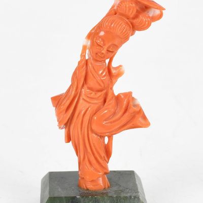 Sale Photo Thumbnail #164: A Chinese Coral Figure of Guanyin