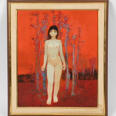 Sale Photo Thumbnail #254: Pierre Lavarenne (French b. 1928) Naked Beneath The Red Sky