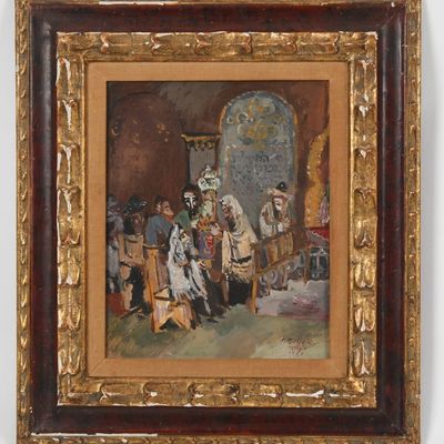 Sale Photo Thumbnail #275: Ilya Schor (Polish/ American, 1904-1961), Figures in a Temple, 1951