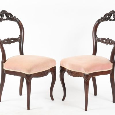 Sale Photo Thumbnail #401: A Pair of Victorian Rosewood Parlor Chairs, c. 1860-1880