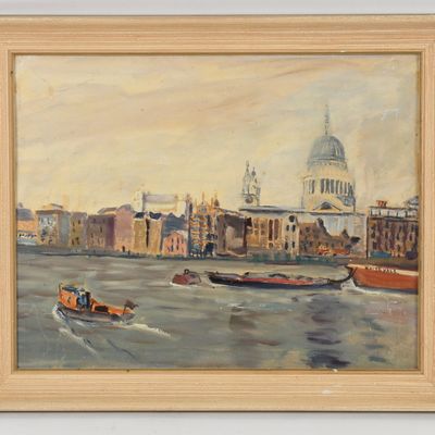 Sir Harold Gillies (New Zealand, 1882-1960), "From the Bank Side, River Thames," 1943