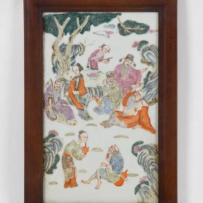 Sale Photo Thumbnail #166: A Framed Chinese Porcelain Plaque