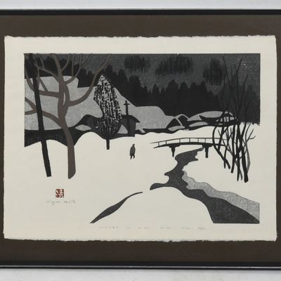 Sale Photo Thumbnail #181: Kyoshi Saito (Japanese, 1907 - 1997), "Winter In Aizu 70' (4)"